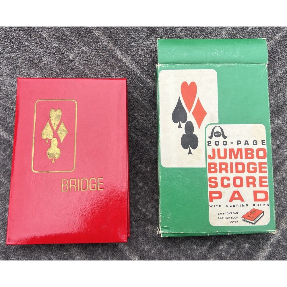 Vintage Bridge Score Pad 1950's Alco Red Jumbo Book with Rules